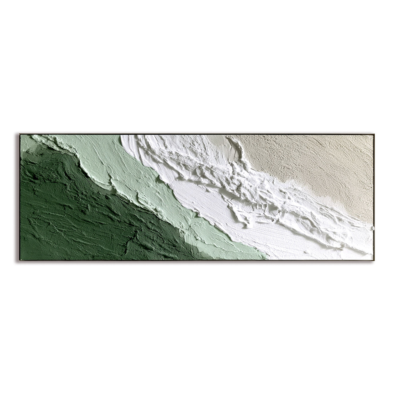 Abstract Textured Landscape - Earthy Green and White Design