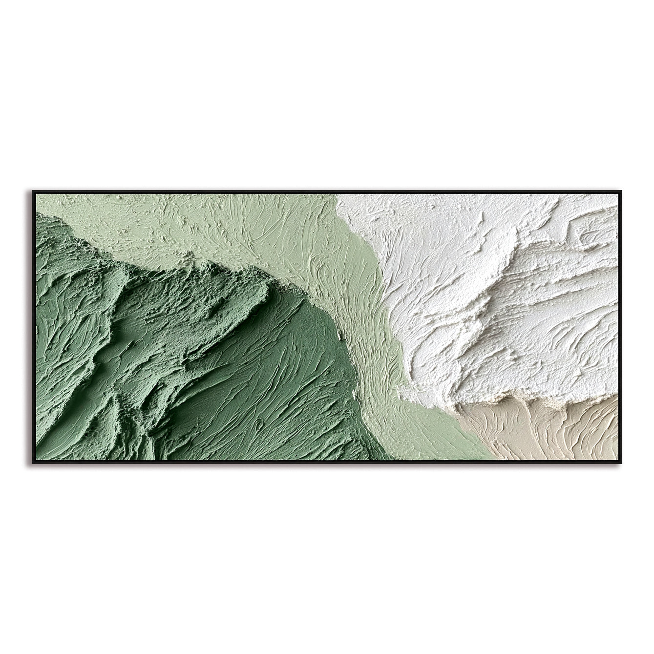 Abstract Textured Landscape - Soft Green and White Palette