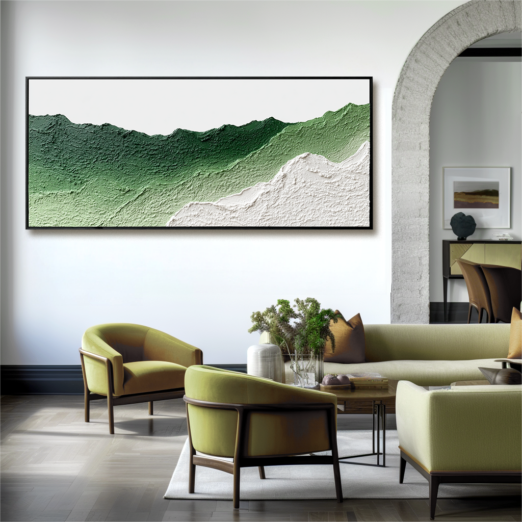 Abstract Green Landscape - Textured Oil Painting