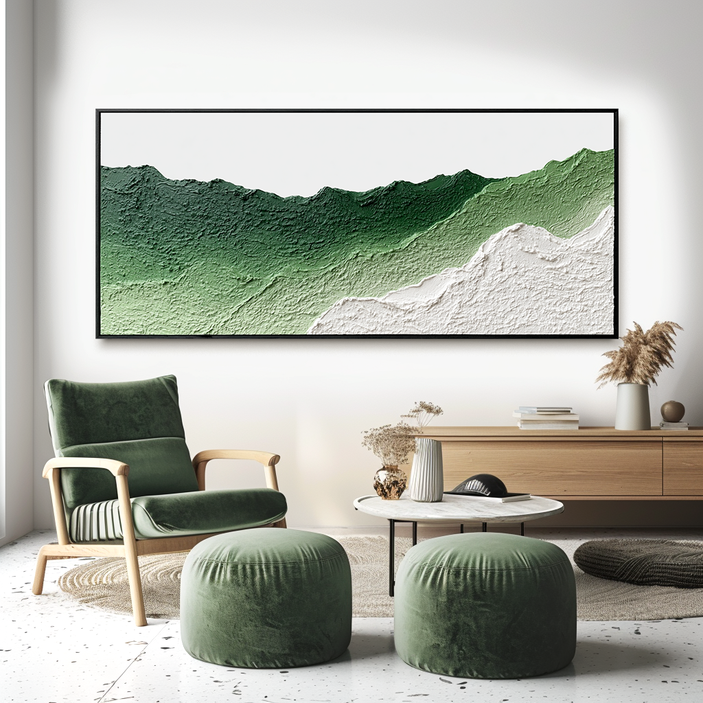 Abstract Green Landscape - Textured Oil Painting
