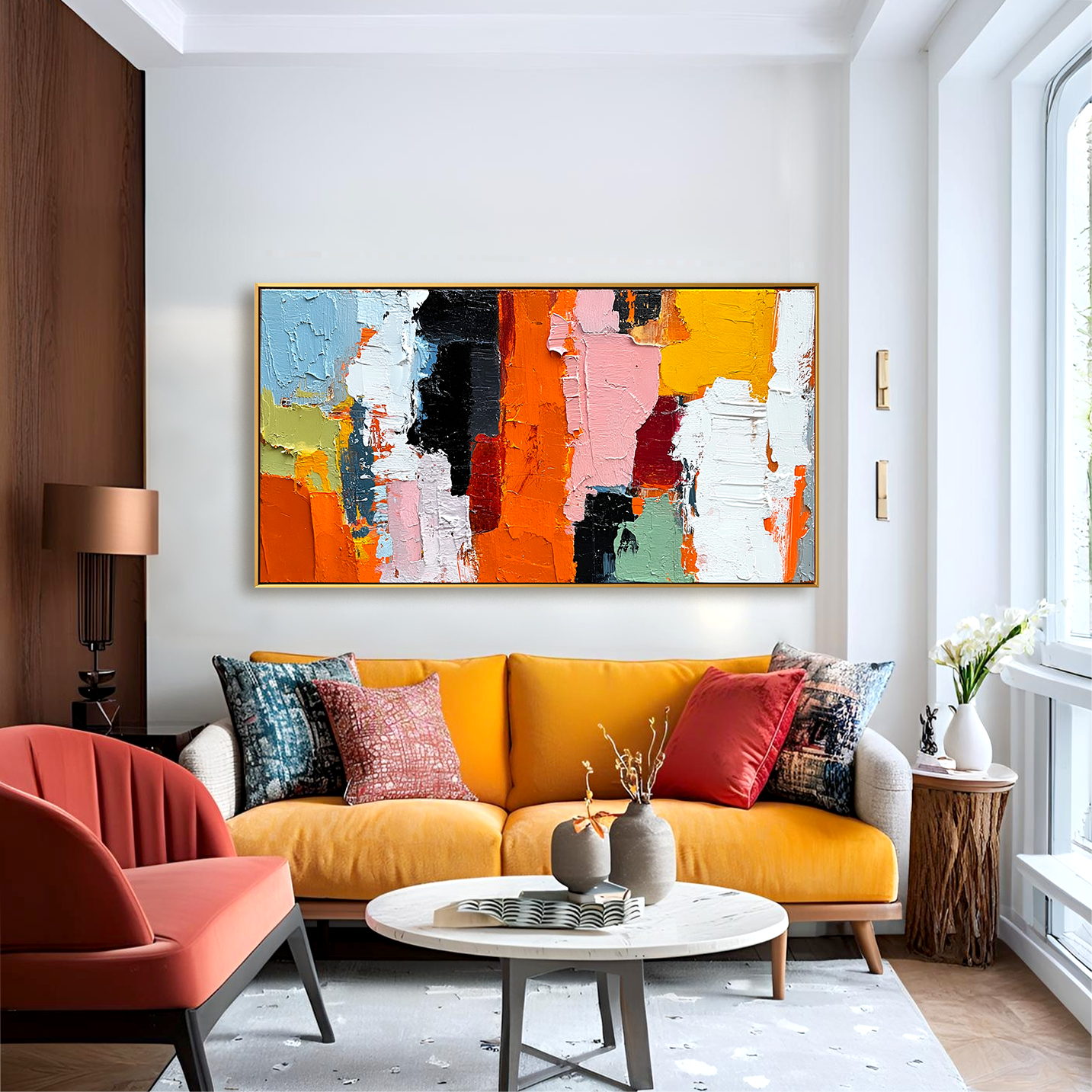 Colorful Abstract Textured Oil Painting – Modern Art for Bold Interiors