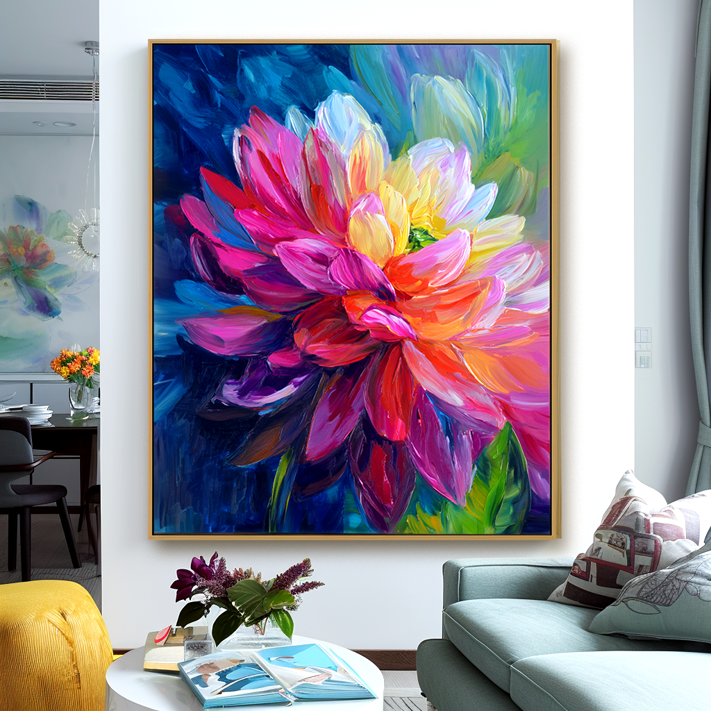 Radiant Floral Oil Painting – Bold and Vibrant Flower Art for Your Space