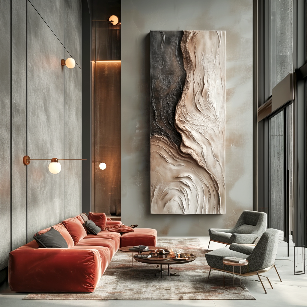 textured neutral abstract landscape painting with flowing earth tones