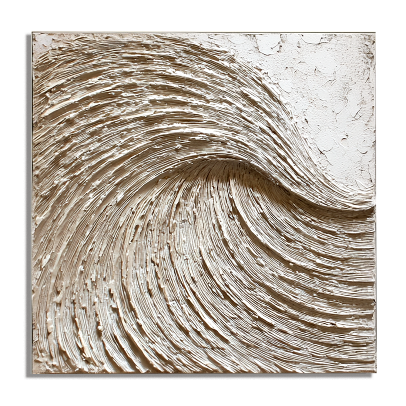 neutral textured abstract wave painting thick 3D wall art