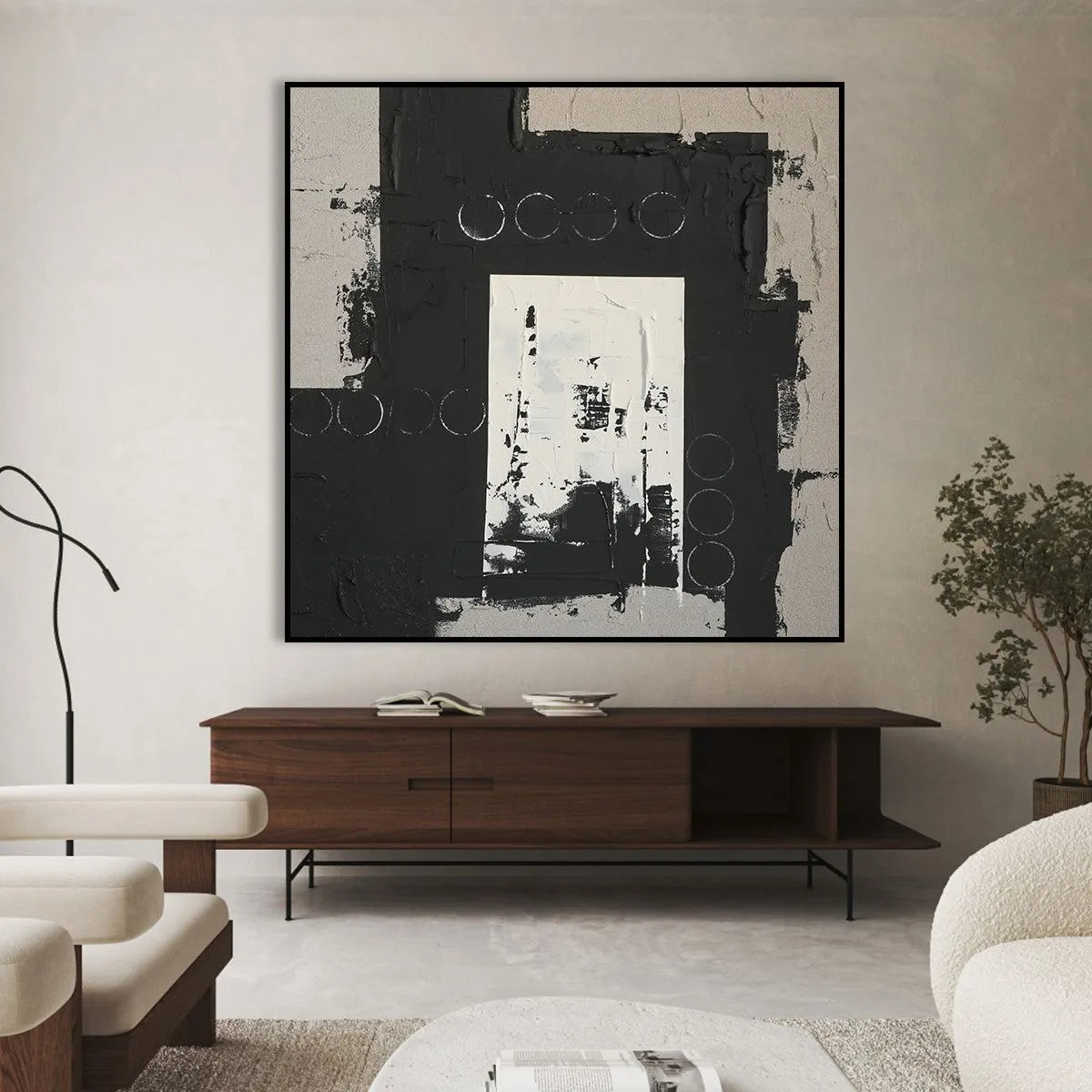 Abstract Black White Painting #AB195