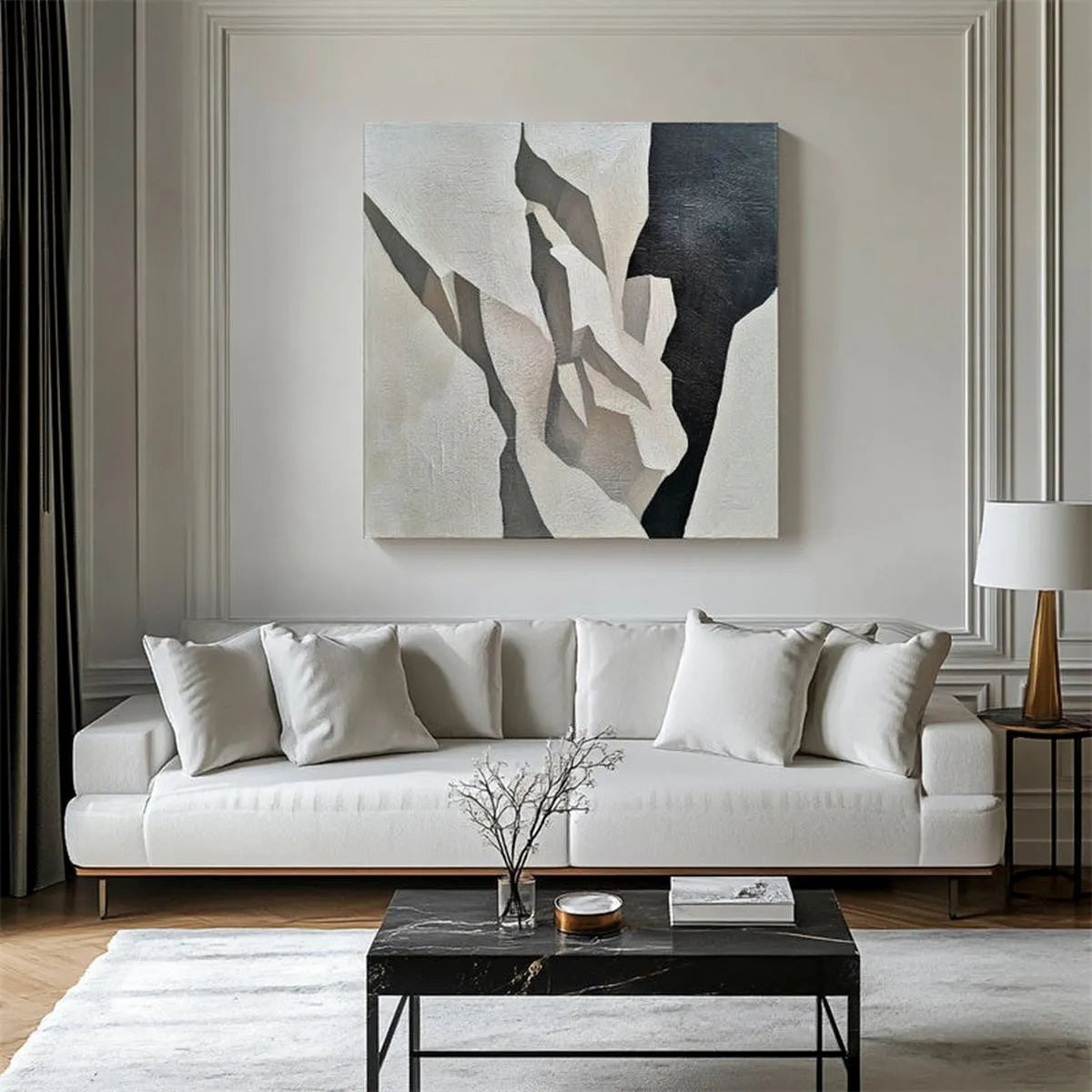 Abstract Black White Painting #AB196