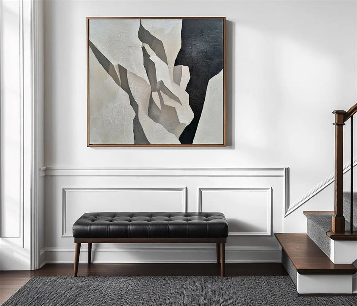 Abstract Black White Painting #AB196