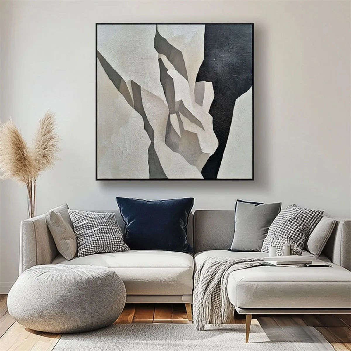 Abstract Black White Painting #AB196