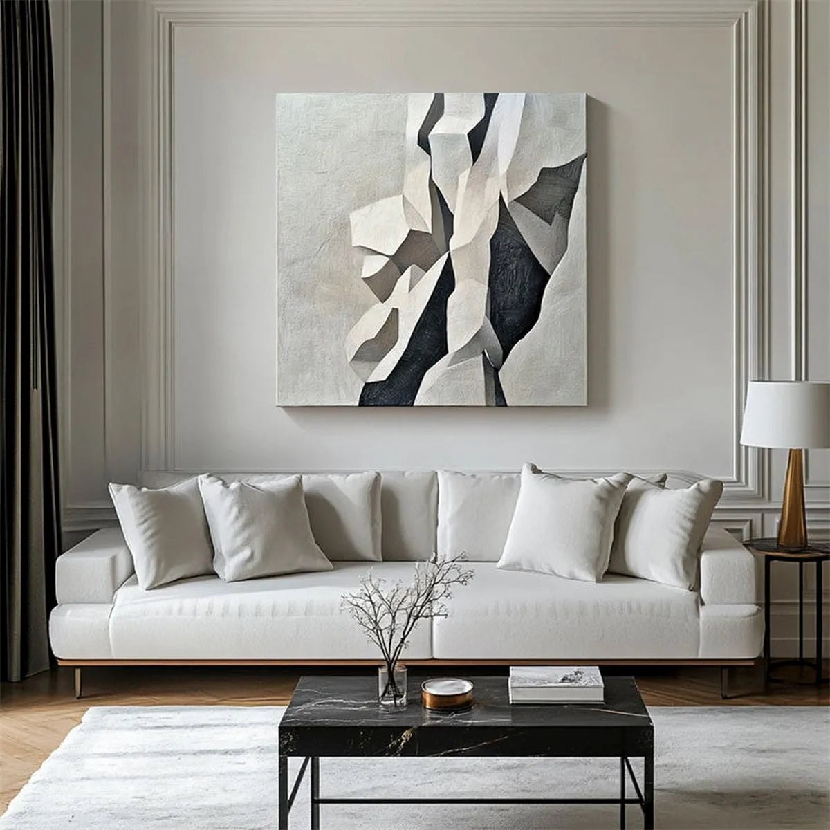 Abstract Black White Painting #AB197