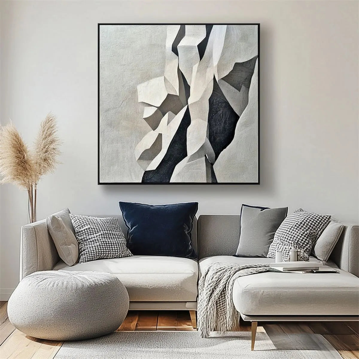 Abstract Black White Painting #AB197