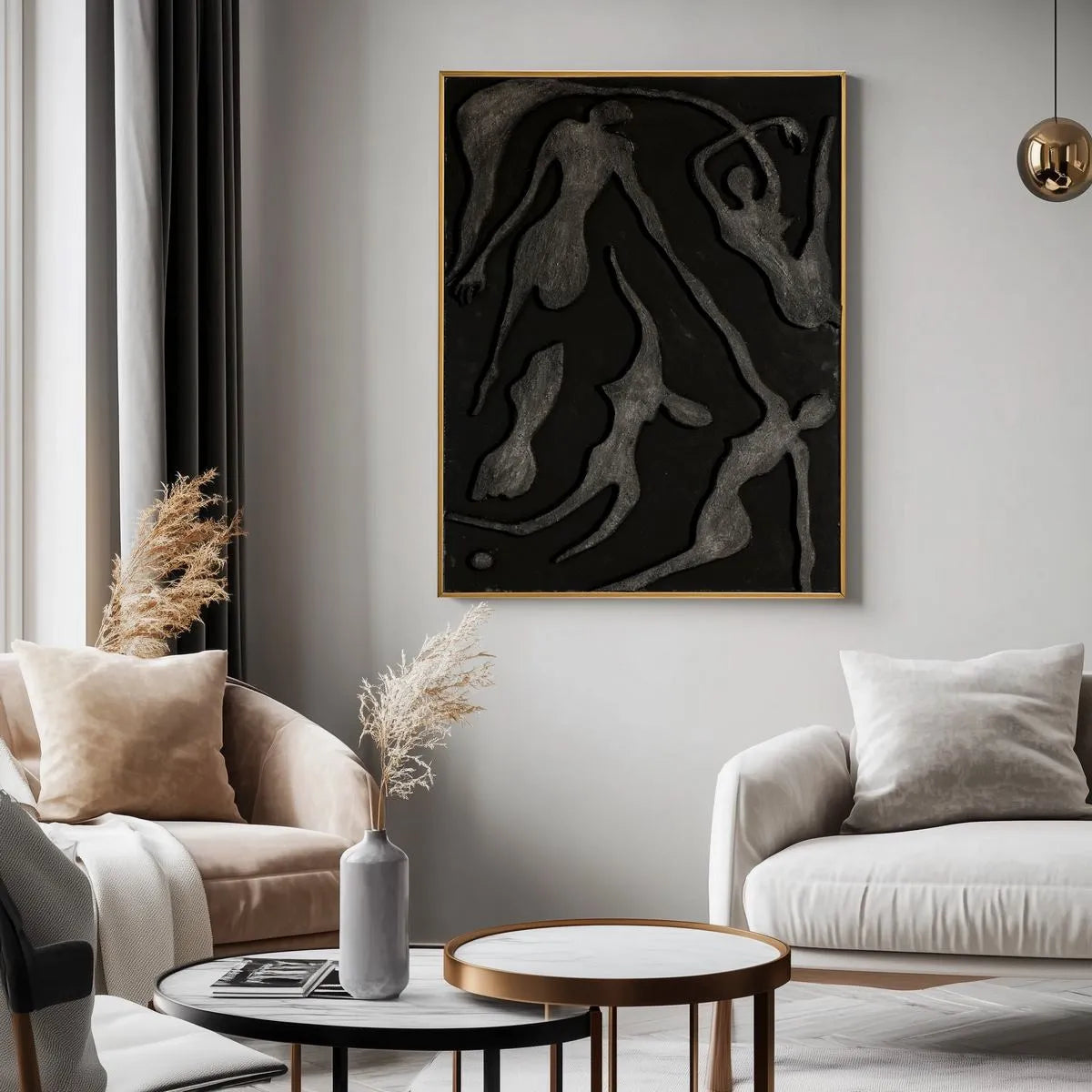 Abstract Black White Painting #TX141