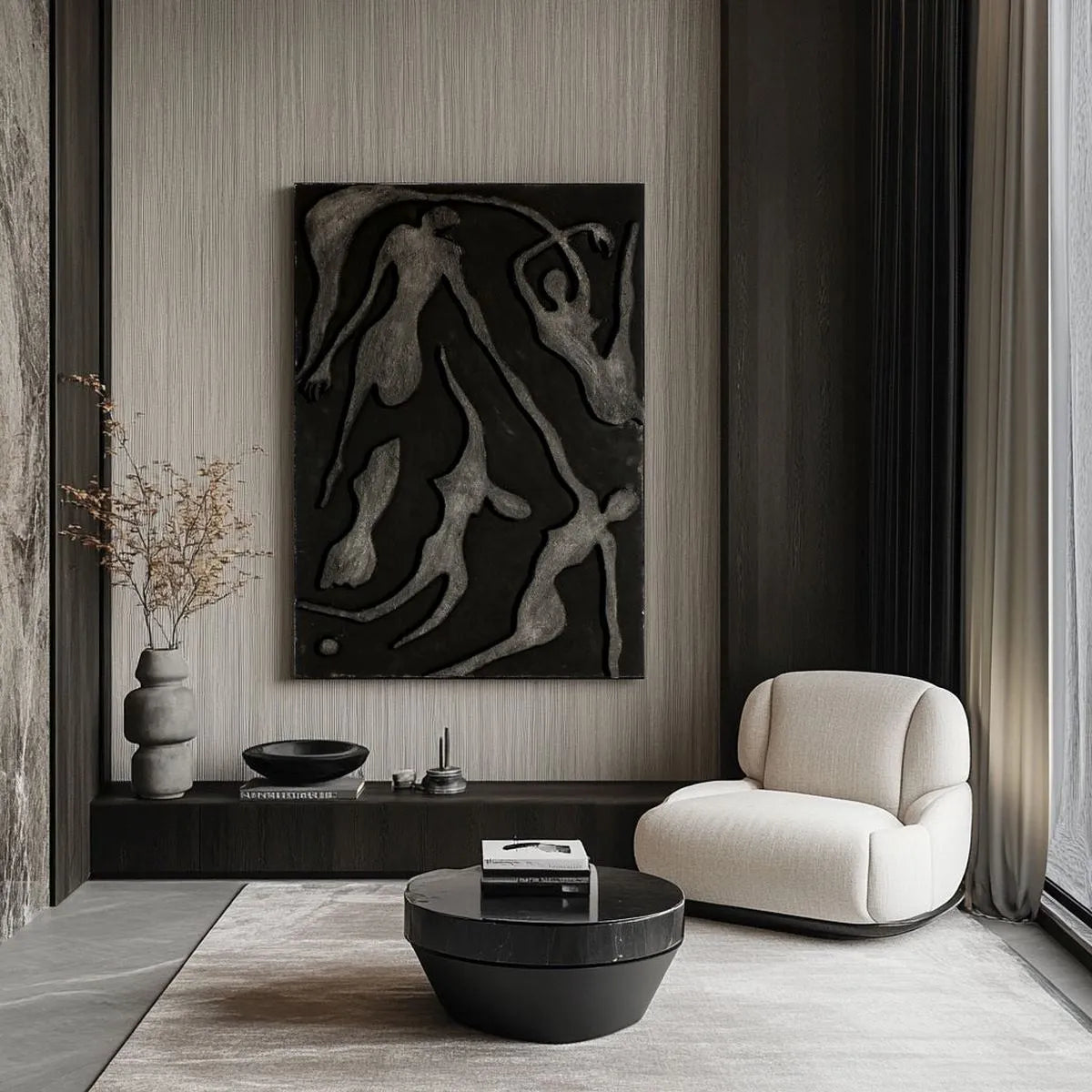 Abstract Black White Painting #TX141