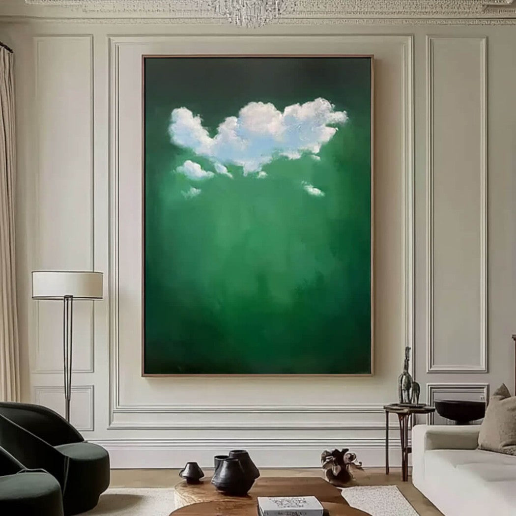 Abstract Cloud Oil Painting on Green Background #MAC015
