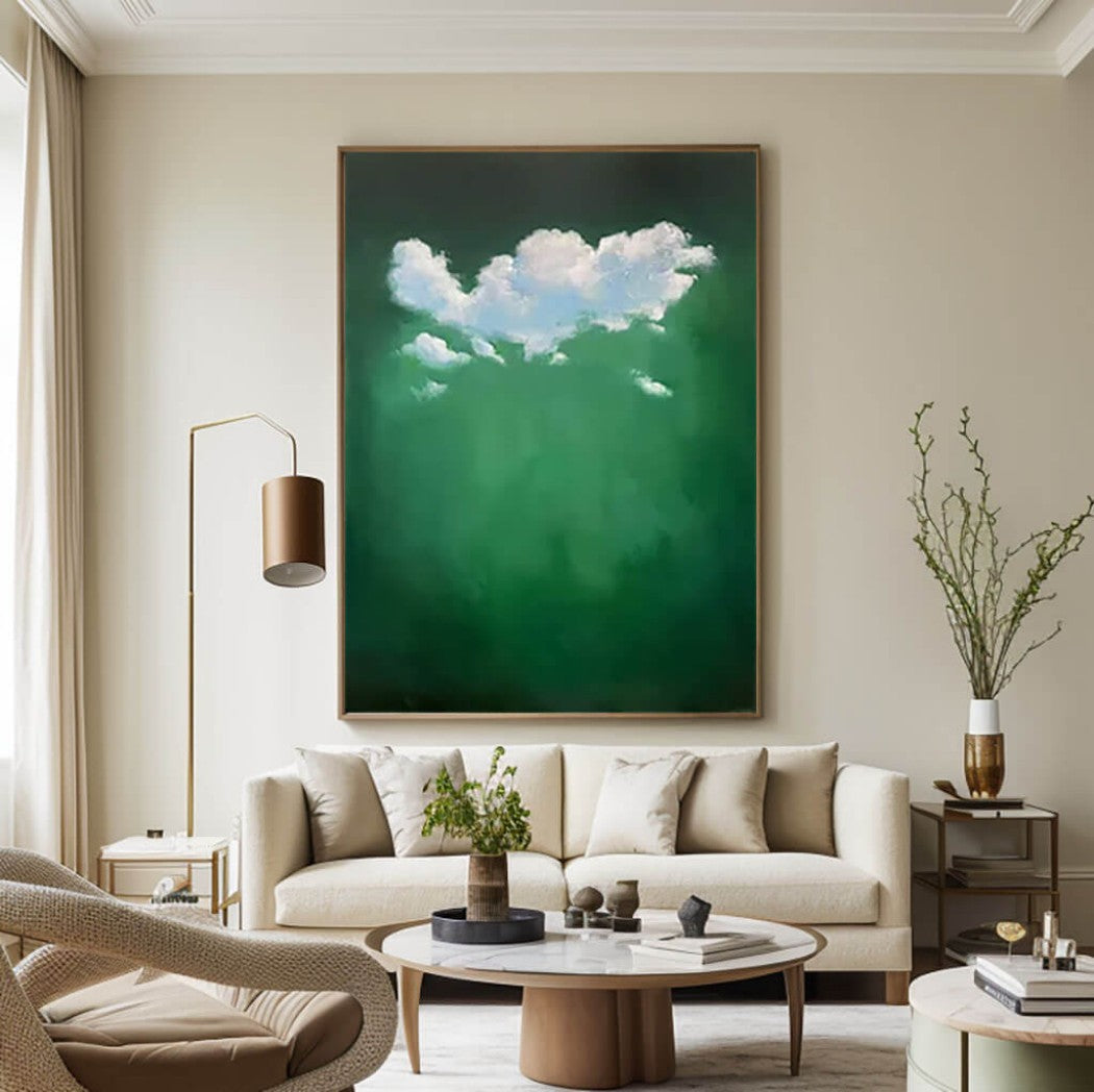 Abstract Cloud Oil Painting on Green Background #MAC015