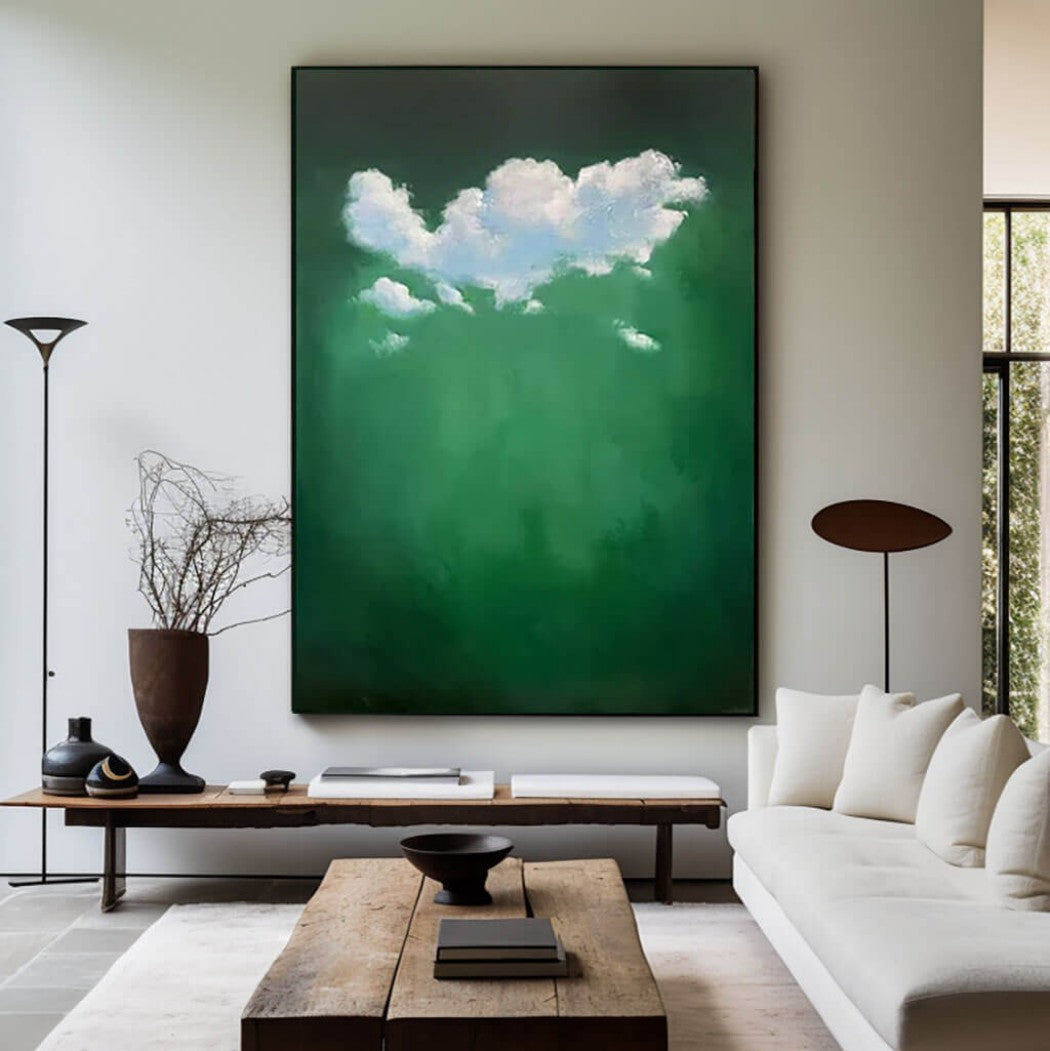 Abstract Cloud Oil Painting on Green Background #MAC015