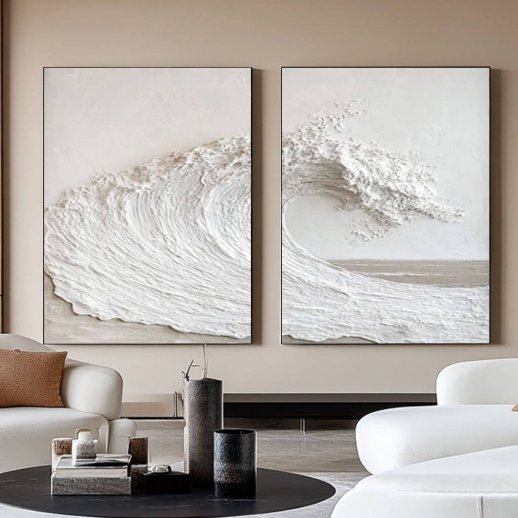 Abstract Textured Ocean Waves Oil Painting Set #MAT939