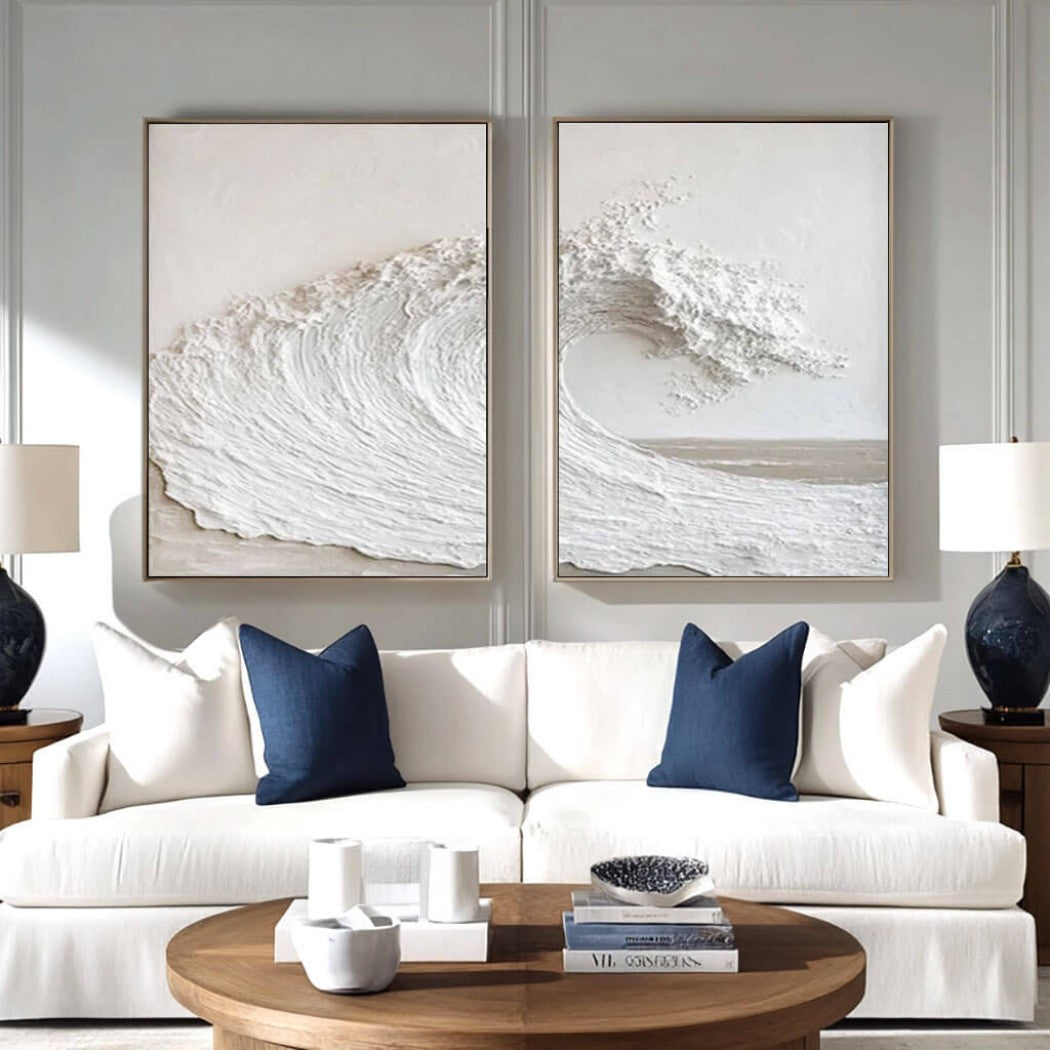 Abstract Textured Ocean Waves Oil Painting Set #MAT939