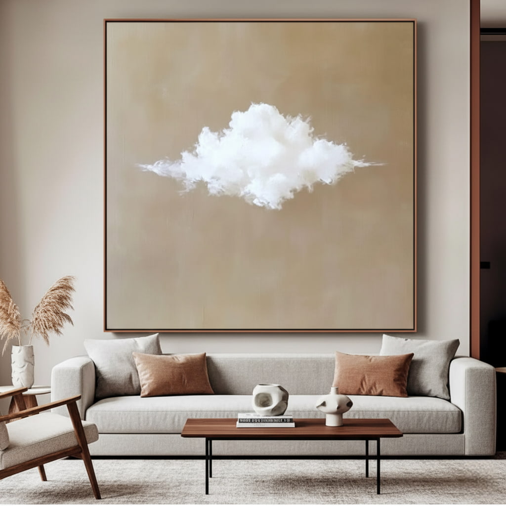 Abstract Cloud Oil Painting on Beige Background #MAC310