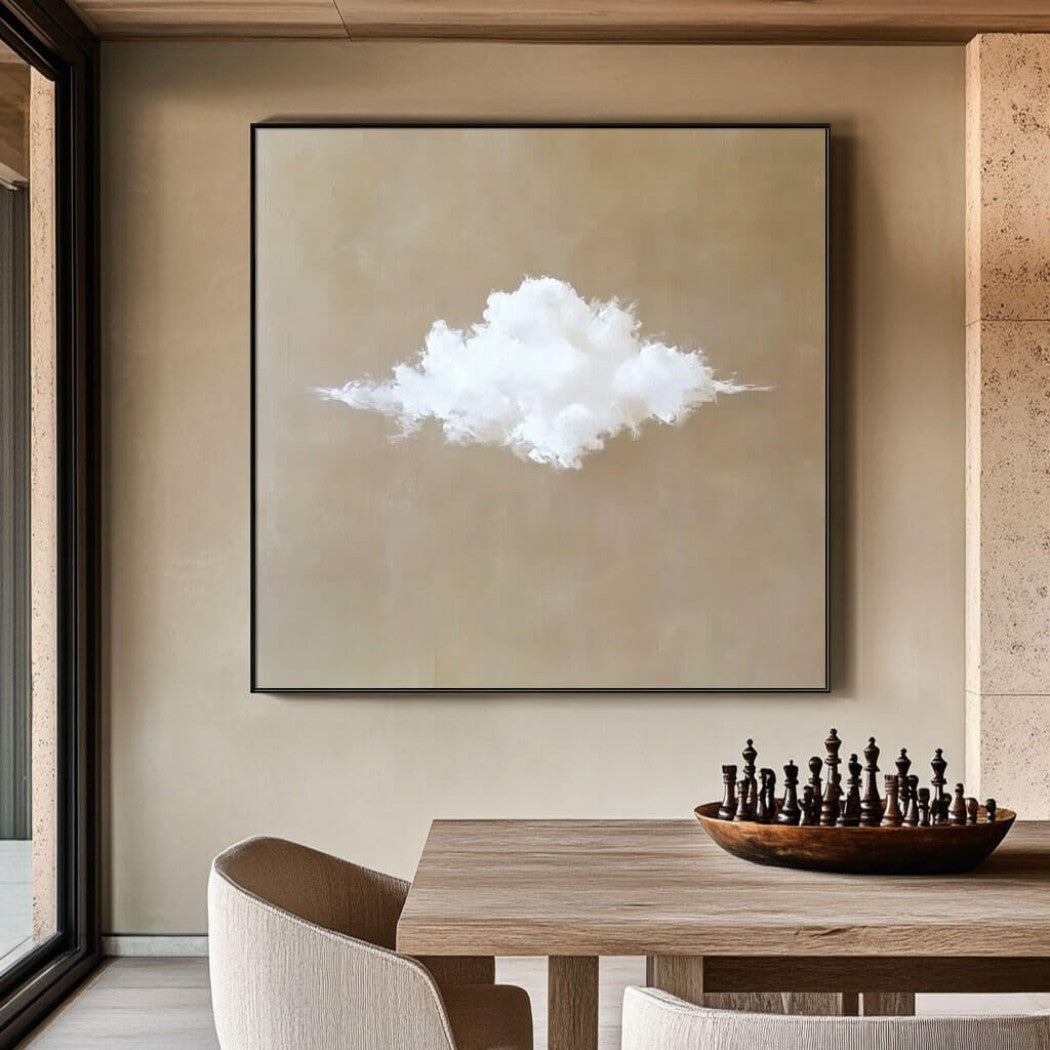 Abstract Cloud Oil Painting on Beige Background #MAC310