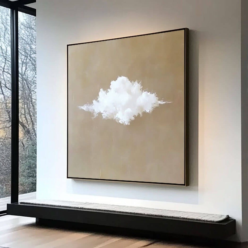 Abstract Cloud Oil Painting on Beige Background #MAC310