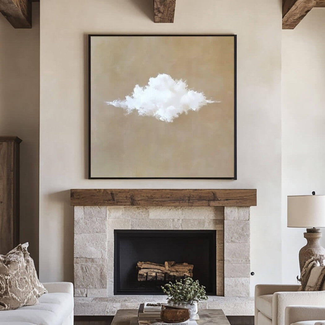 Abstract Cloud Oil Painting on Beige Background #MAC310