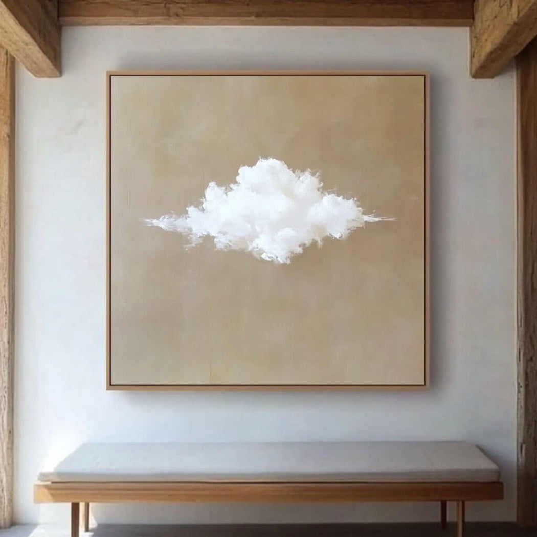 Abstract Cloud Oil Painting on Beige Background #MAC310