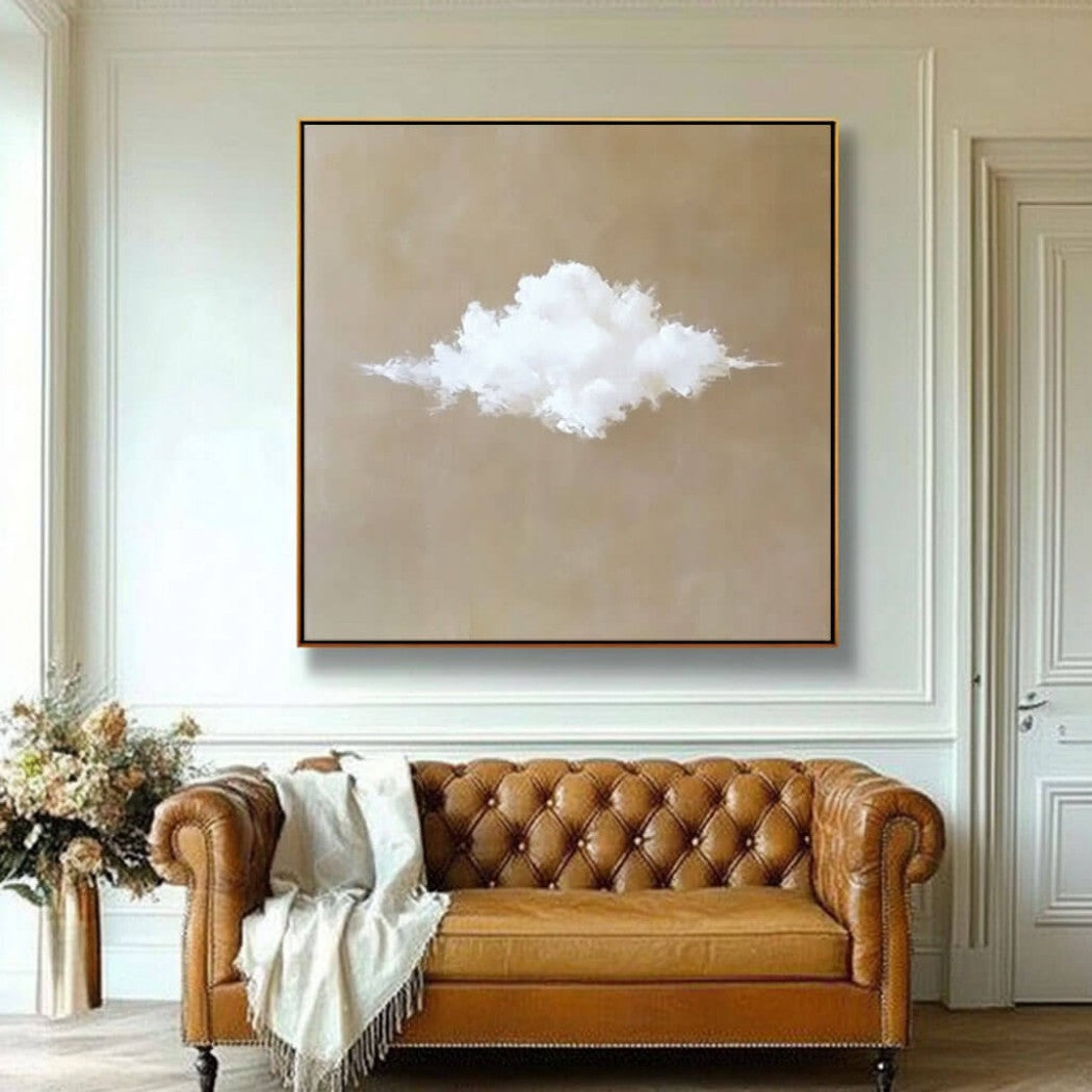 Abstract Cloud Oil Painting on Beige Background #MAC310