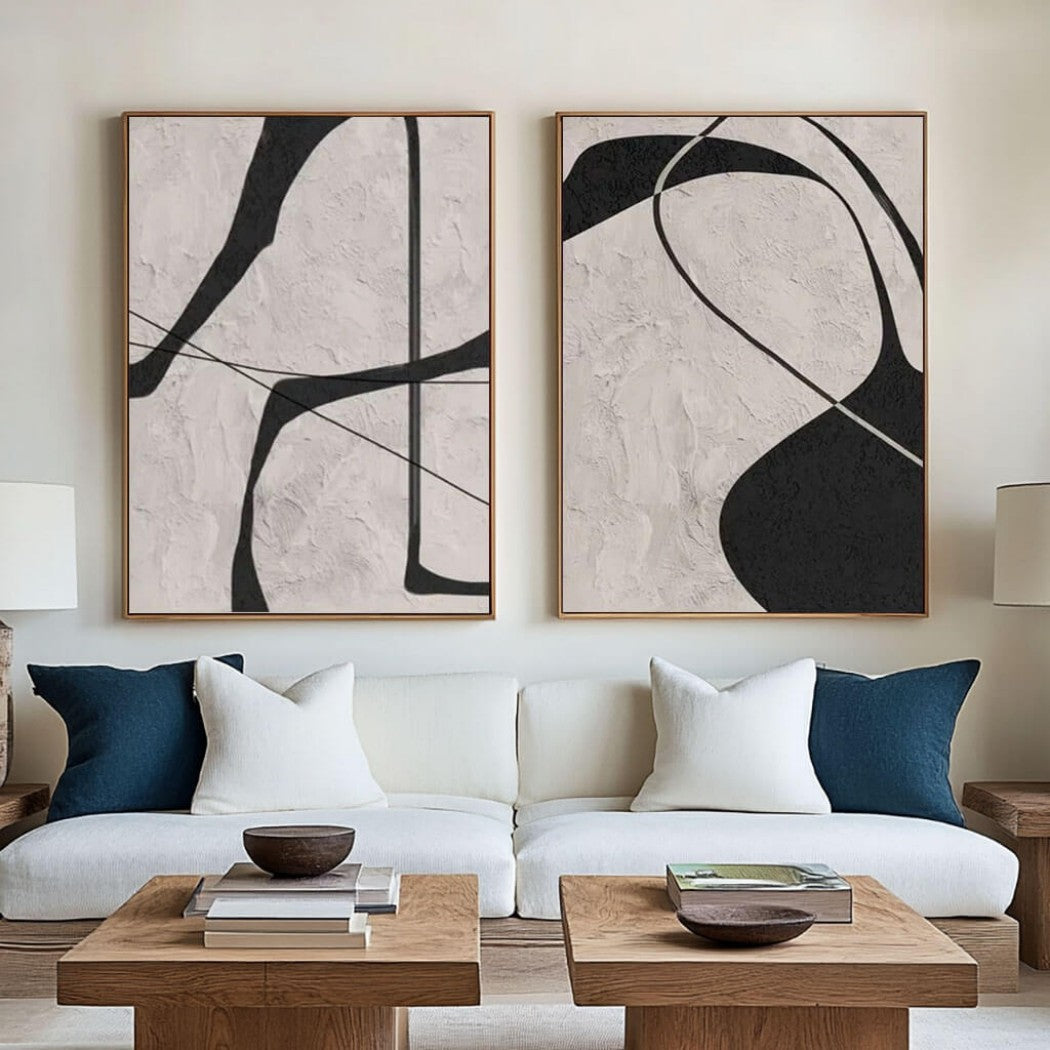 Abstract Minimalist Diptych Oil Painting Set #MAM141