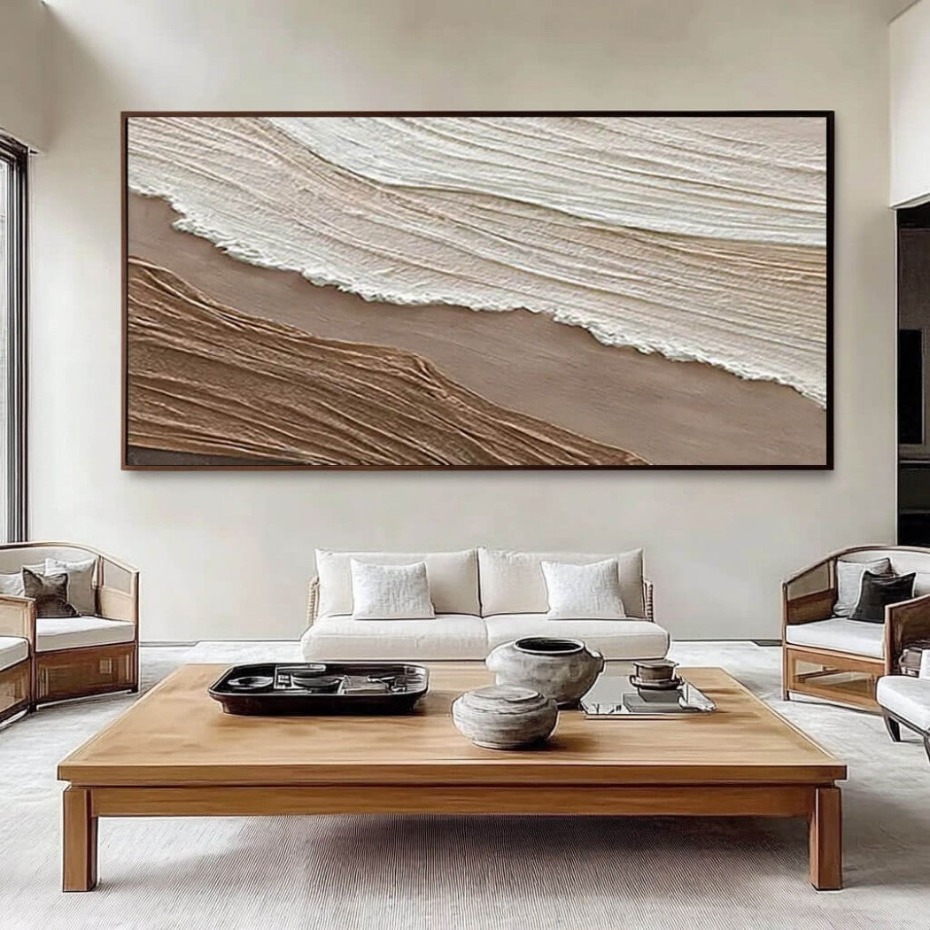 Abstract Textured Minimalist Seascape Oil Painting #MAT631