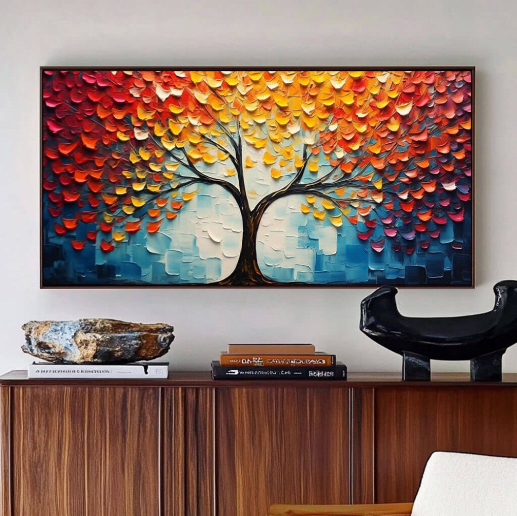 Colorful Textured Abstract Tree Oil Painting #MCT750