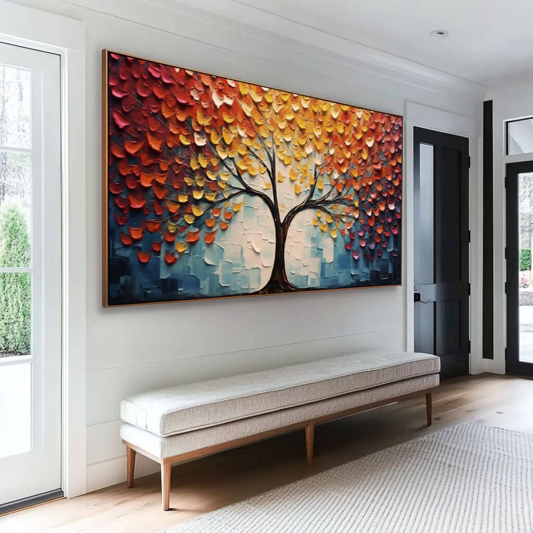 Colorful Textured Abstract Tree Oil Painting #MCT750