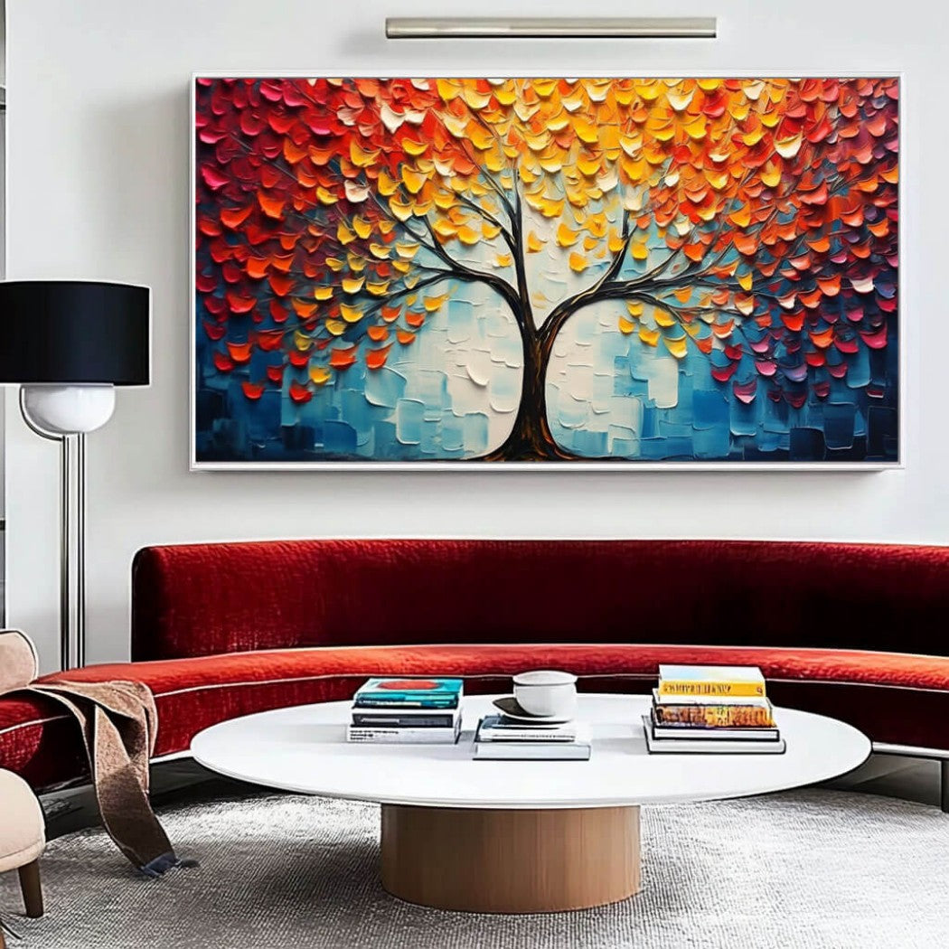 Colorful Textured Abstract Tree Oil Painting #MCT750