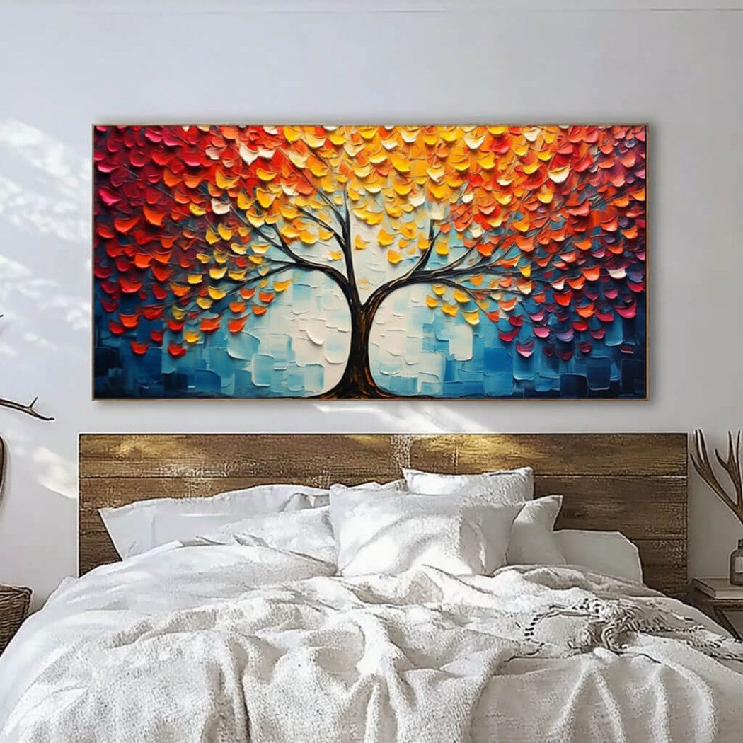 Colorful Textured Abstract Tree Oil Painting #MCT750