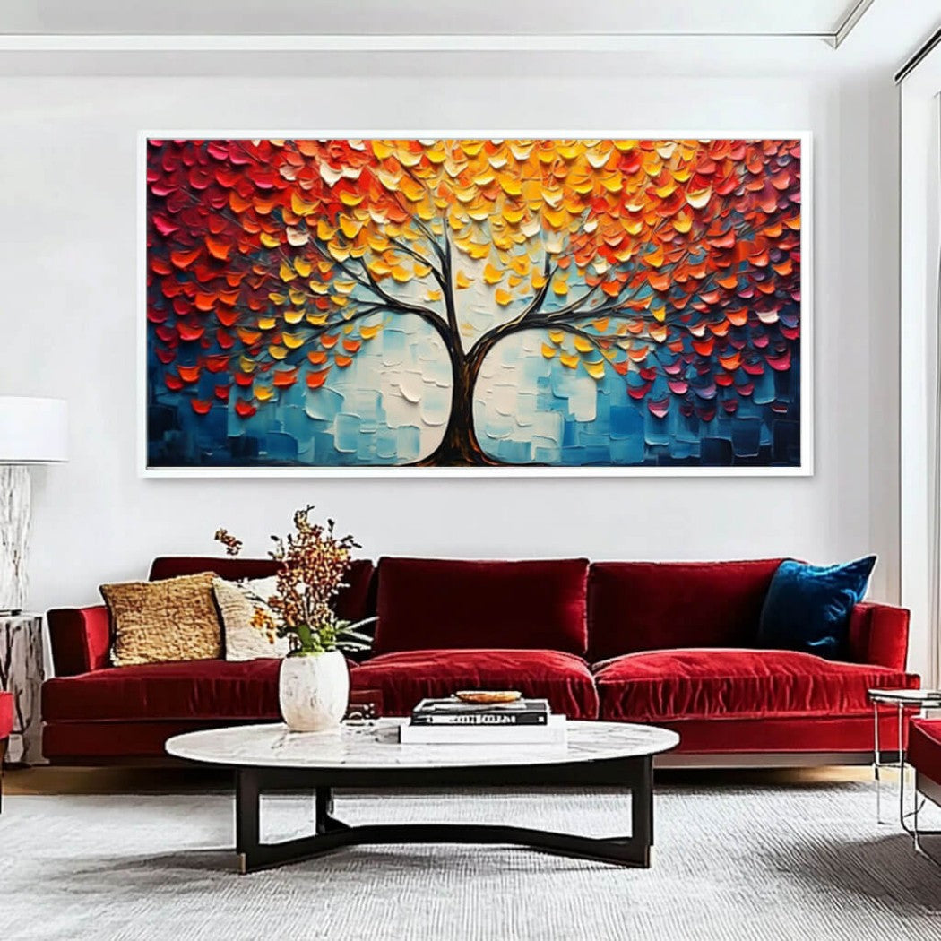 Colorful Textured Abstract Tree Oil Painting #MCT750
