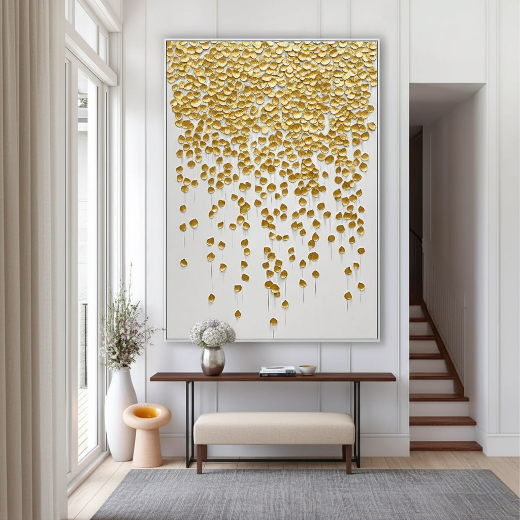 Oversized Gold Leaf Textured Oil Painting #MOG023