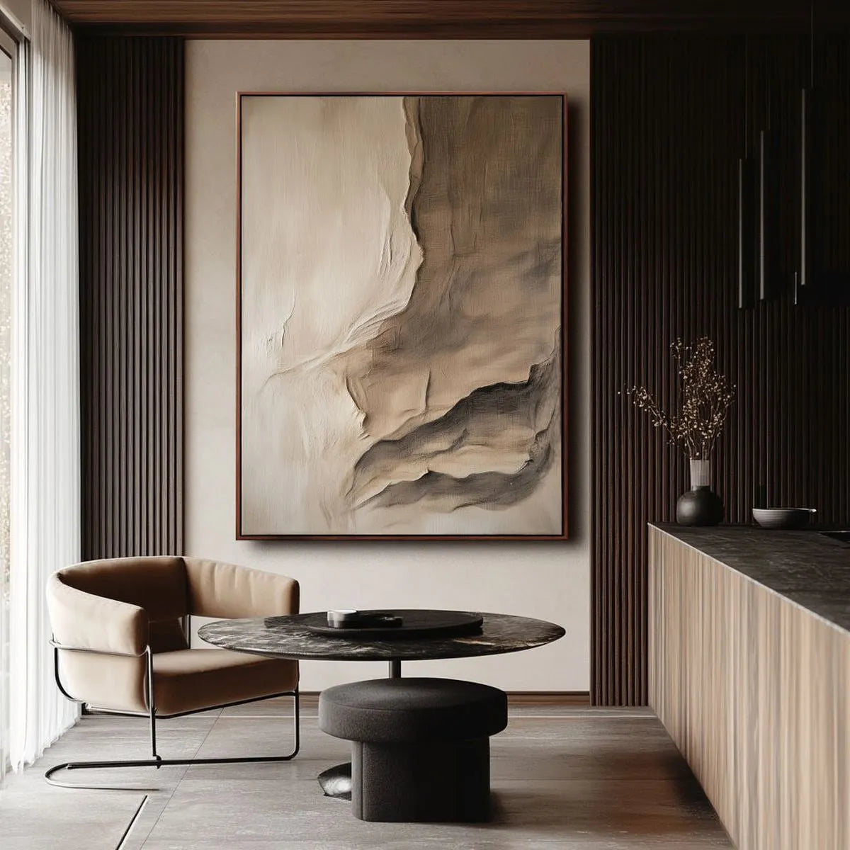 Neutral Minimalist Mountain Painting #NM334