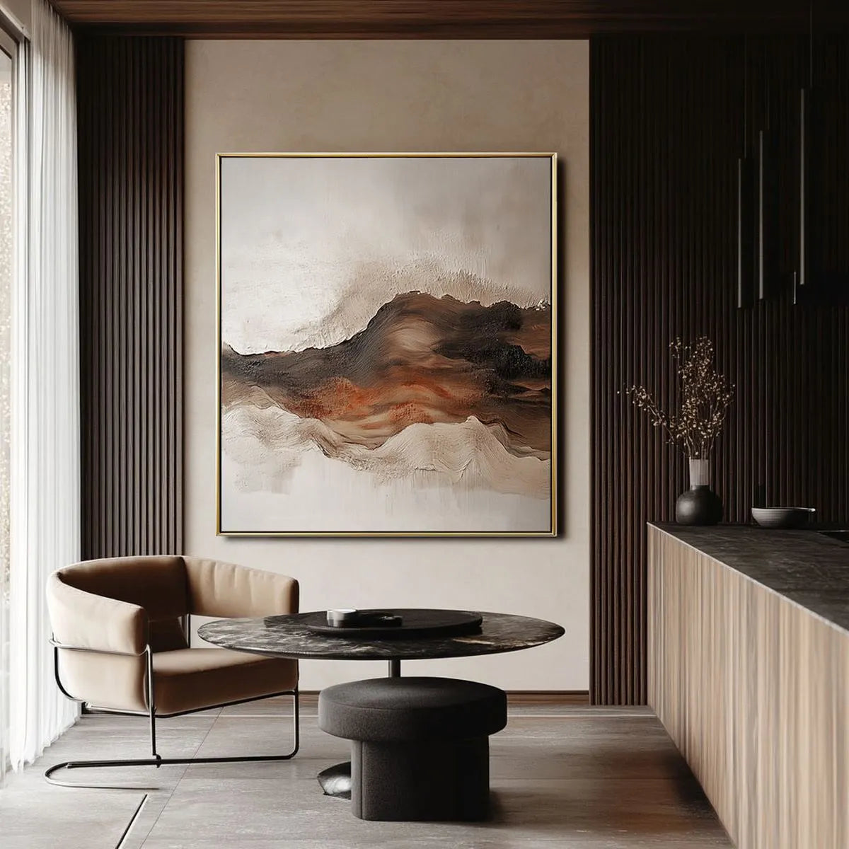 Neutral Minimalist Mountain Painting #NM336