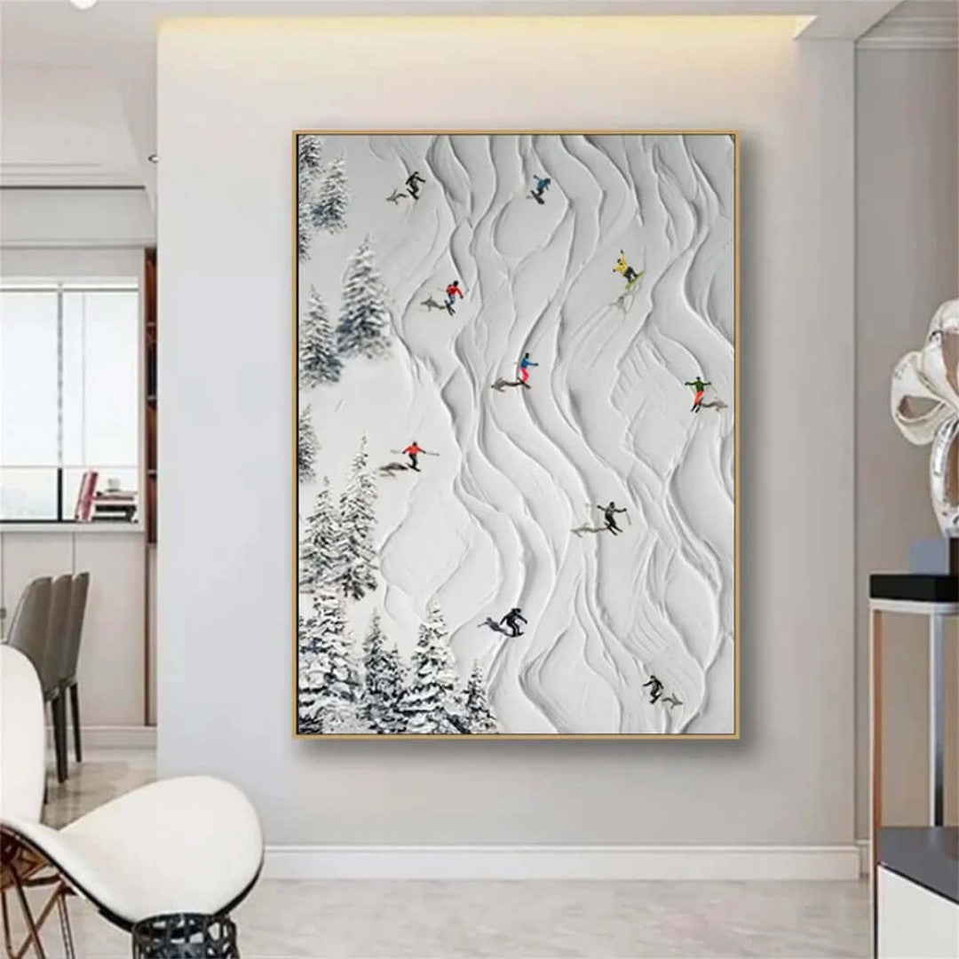 Original Hand-Painted Textured Skiing Oil Painting #MOH531