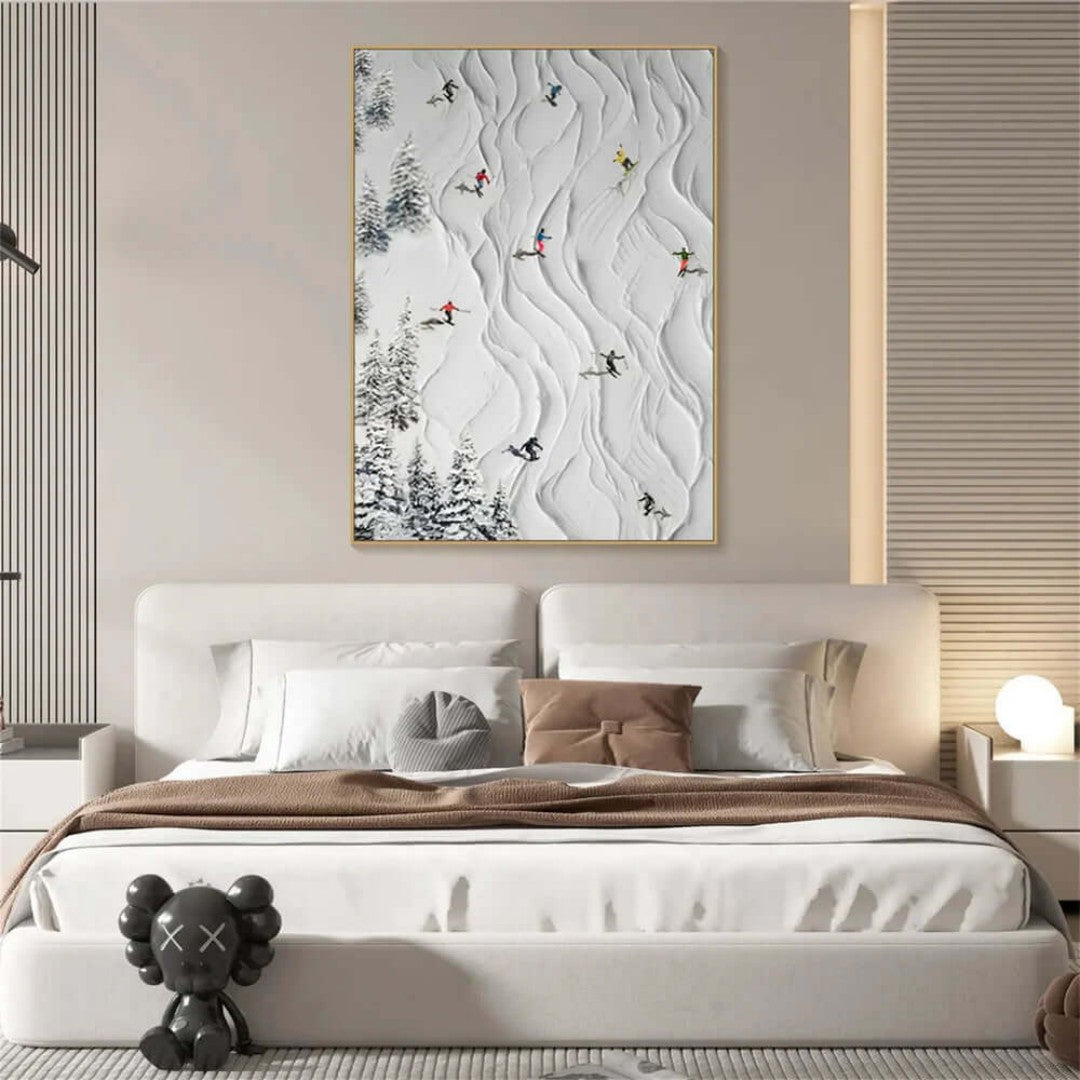 Original Hand-Painted Textured Skiing Oil Painting #MOH531