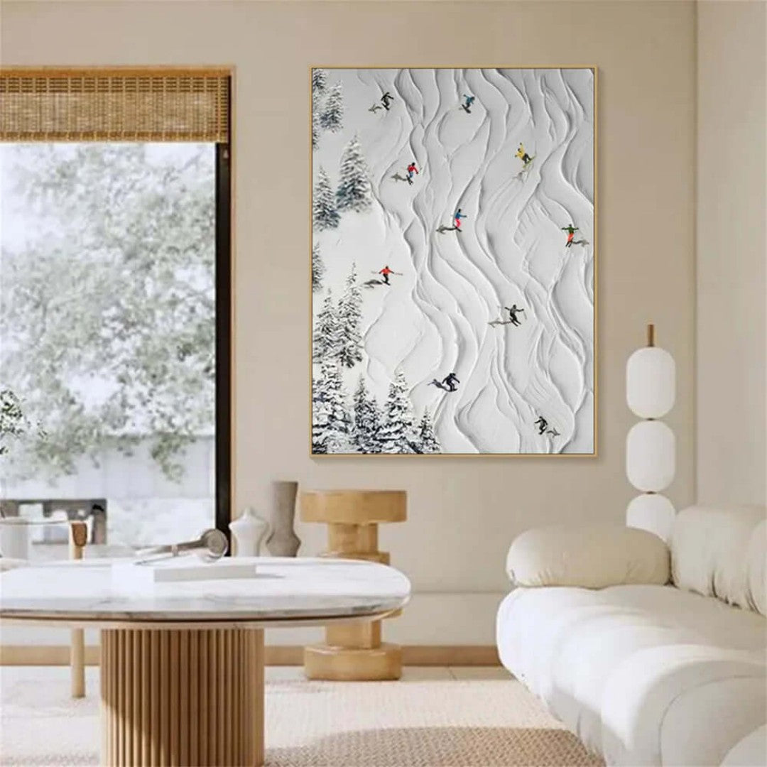 Original Hand-Painted Textured Skiing Oil Painting #MOH531