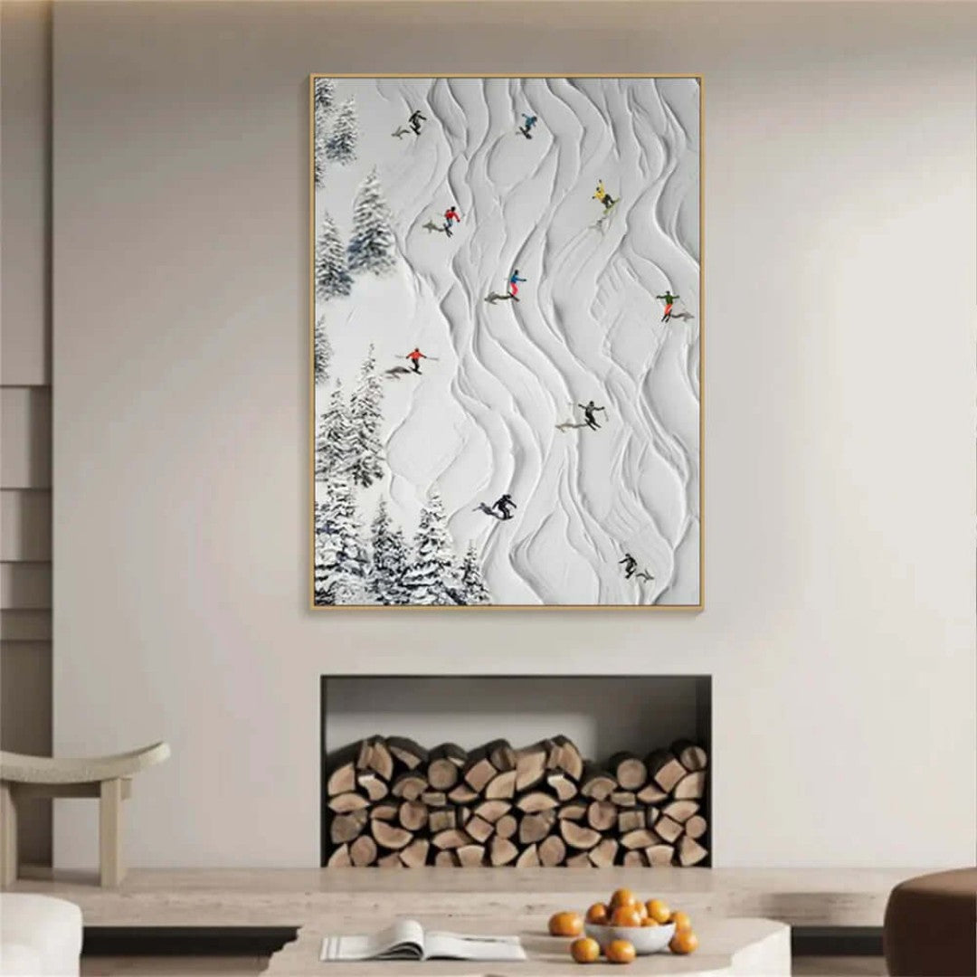 Original Hand-Painted Textured Skiing Oil Painting #MOH531