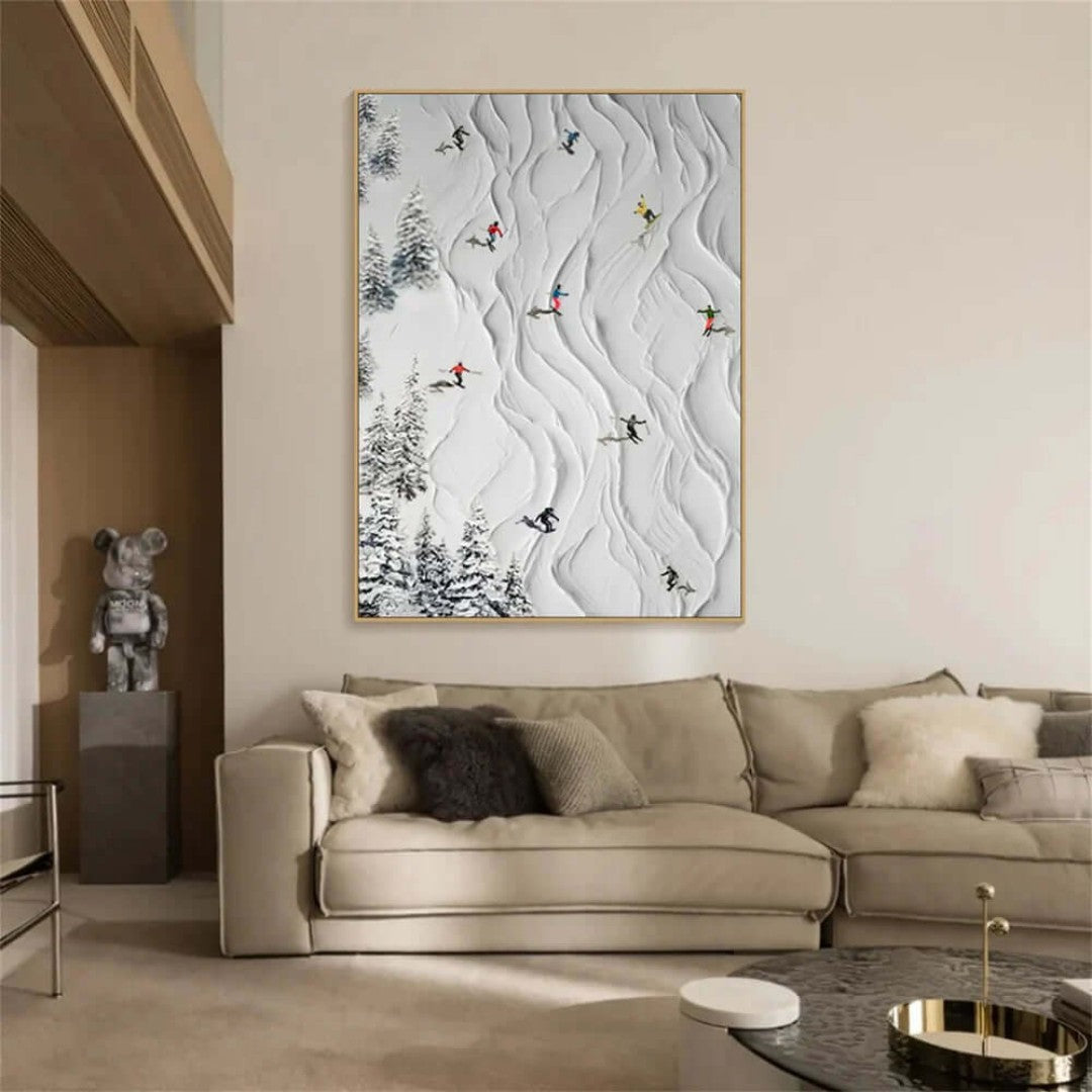 Original Hand-Painted Textured Skiing Oil Painting #MOH531