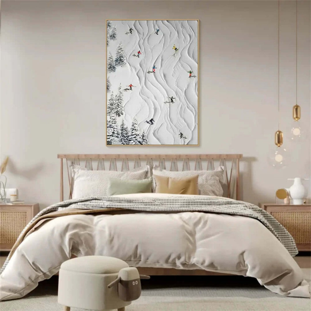 Original Hand-Painted Textured Skiing Oil Painting #MOH531