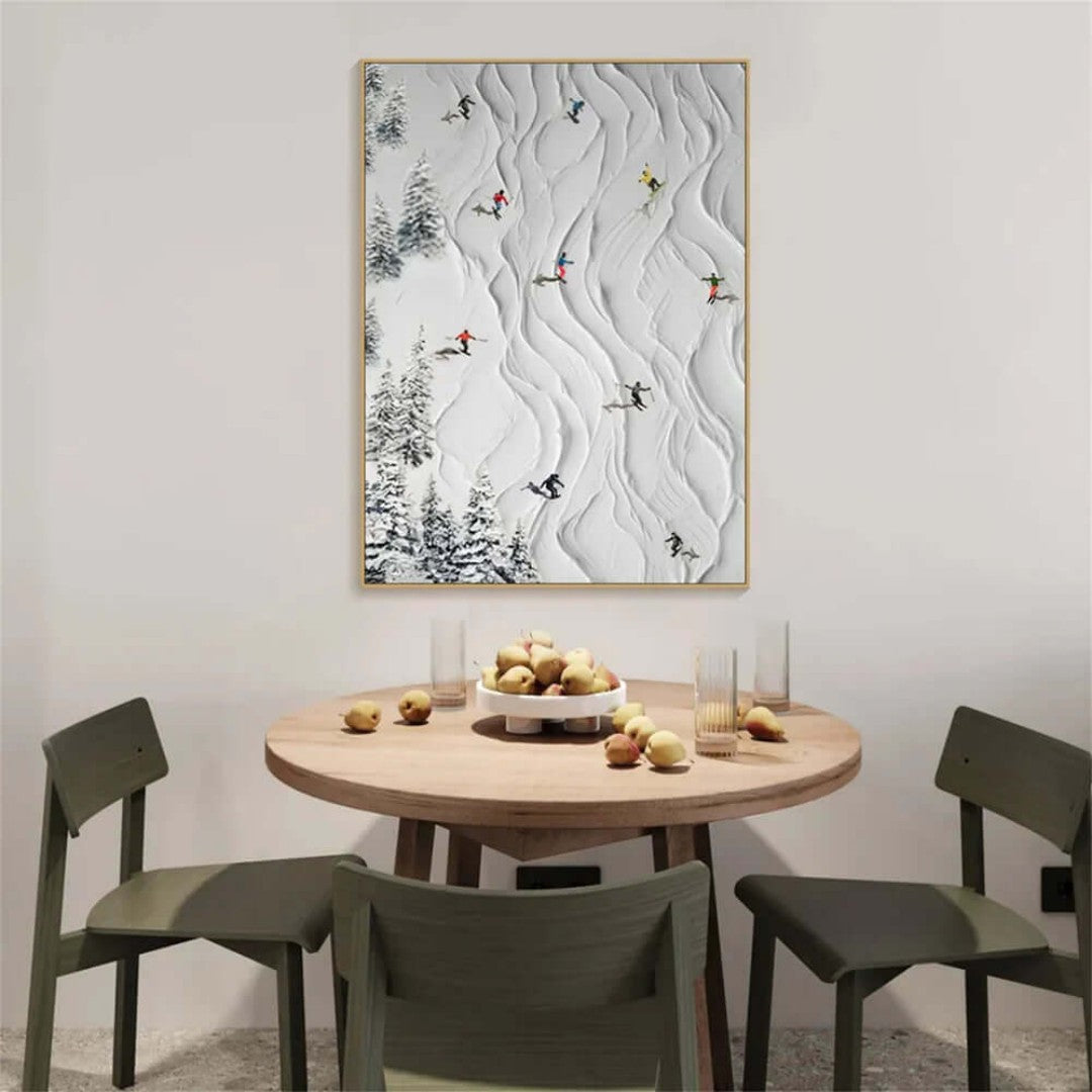 Original Hand-Painted Textured Skiing Oil Painting #MOH531