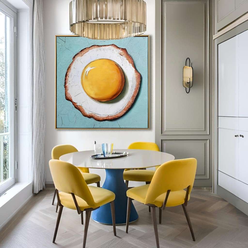 Original Pop Art Fried Egg Oil Painting on Canvas #MOP0076