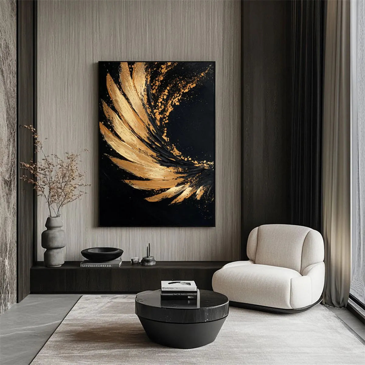 Textured Black & Gold Art #TB200