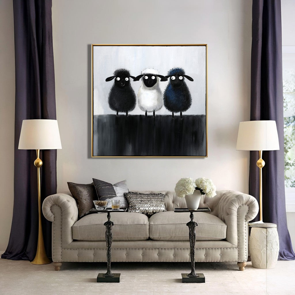 Whimsical Sheep Original Oil Painting #MWS0079