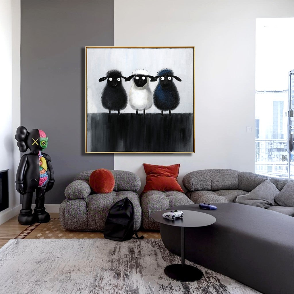 Whimsical Sheep Original Oil Painting #MWS0079