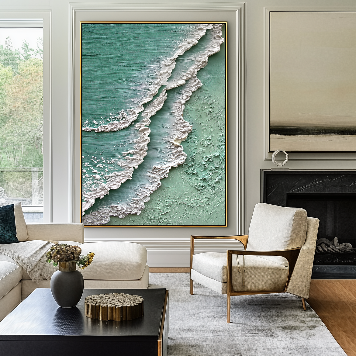 Coastal Serenity – Textured Ocean Wave Painting