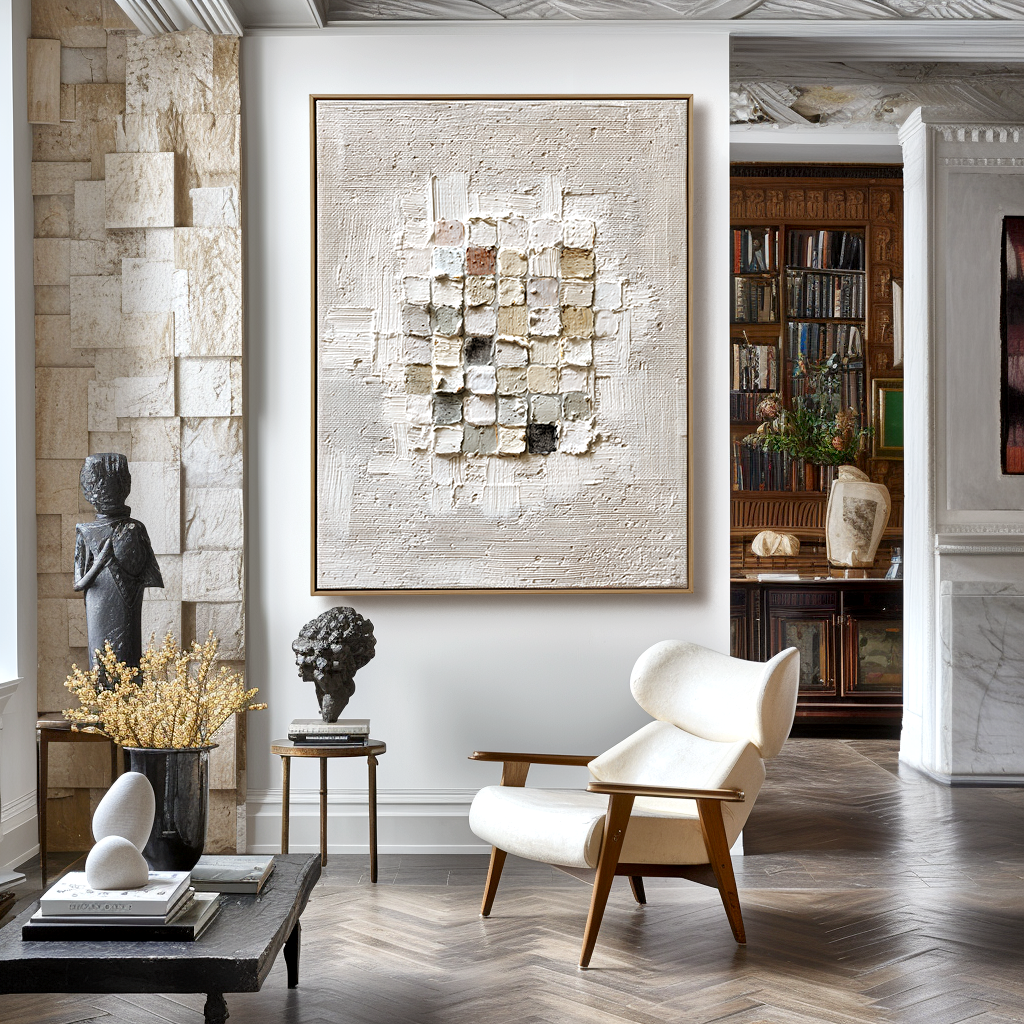Abstract Textured Square Blocks - Minimalist Wall Art
